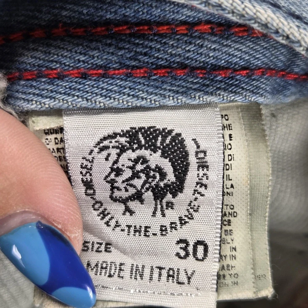 Diesel Jeans Mens 30x34 Blue Hippix Carpenter Flap Pocket Button Fly Italy 00710